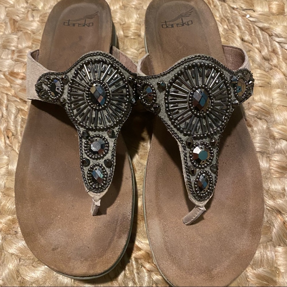 Dansko silver medallion sandals.